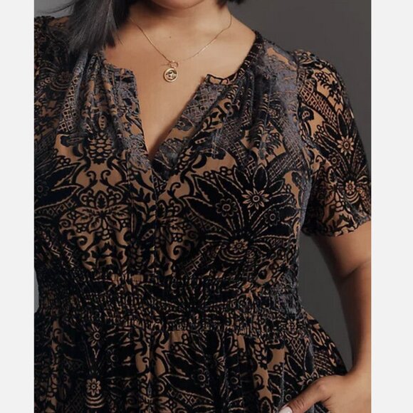 Anthropologie The Somerset Velvet Edition Maxi Dress Tiered Black M Nwt Medium - Picture 6 of 7